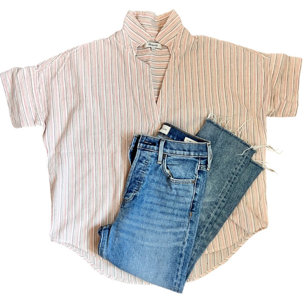 Madewell striped pink tunic top